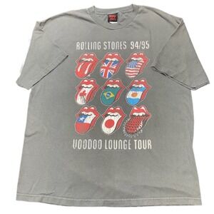 Rolling Stones Voodoo Lounge Tour 94/95 Tee 2XL Vintage Style Gray Shirt